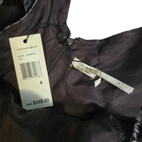 Nwt Leon Max black and gray sleeveless silk dress sz 4 - Picture 4 of 6